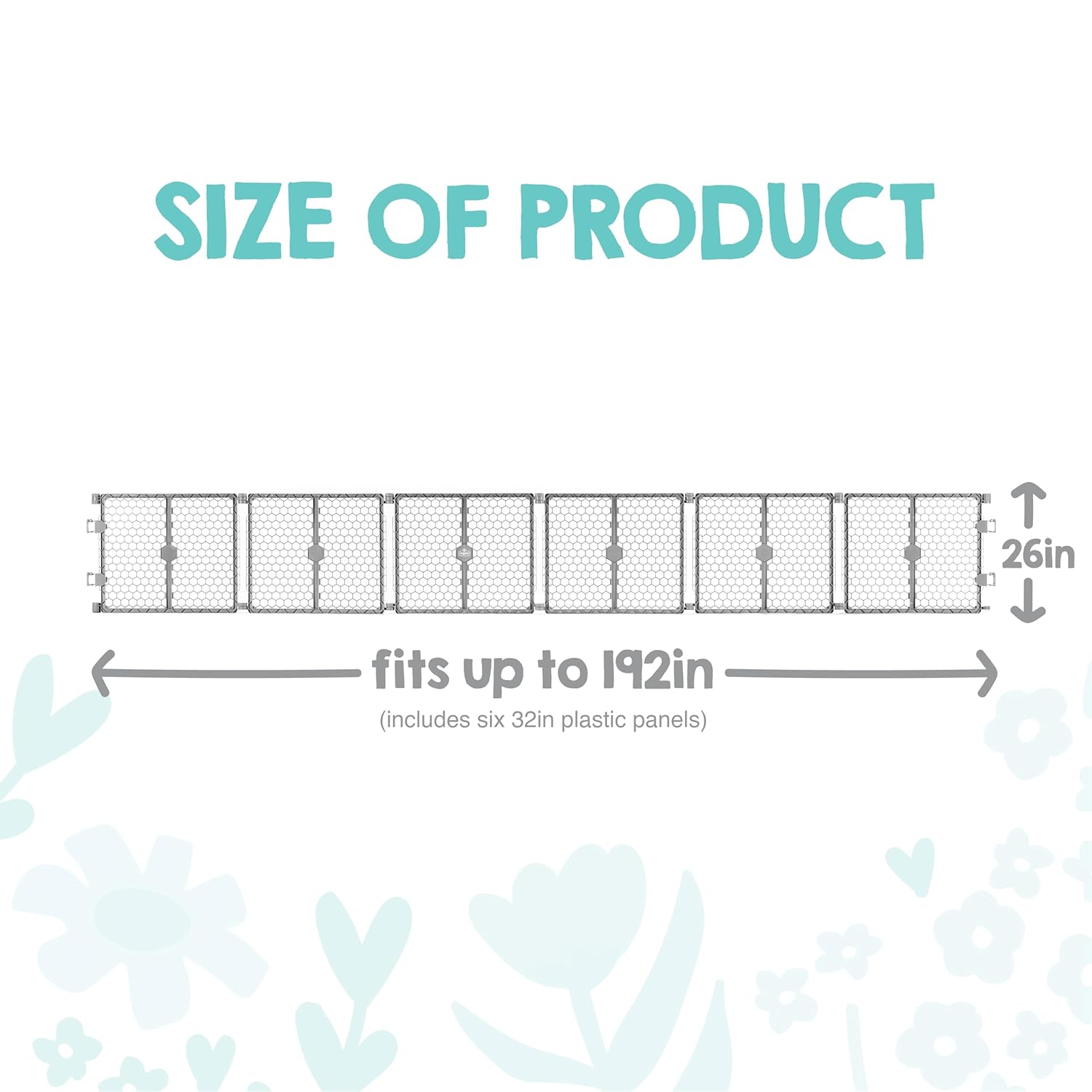 Safety 192" Super Wide Baby Gate & Play Yard, 2-in-1 Adjustable Playpen for Babies, Toddlers & Pets, Includes Wall