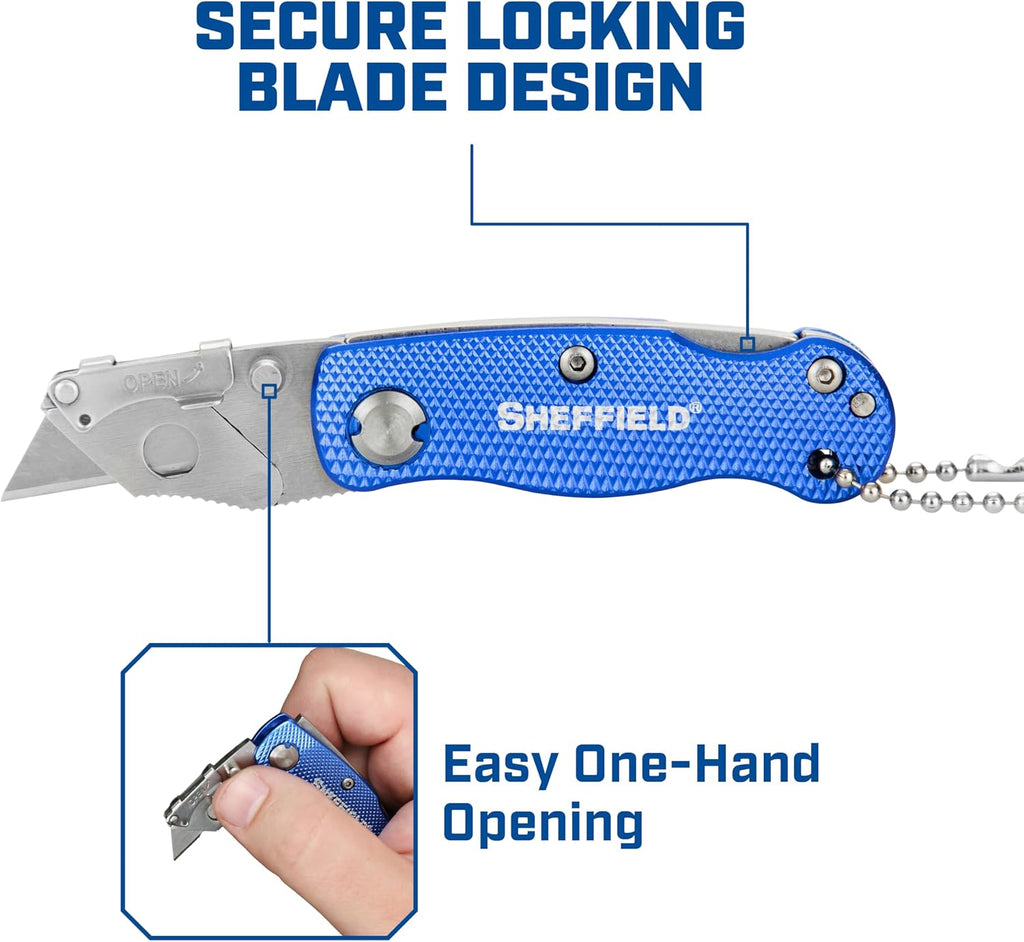 Utility Knife, Mini Box Cutter with Aluminum Handle and Keychain