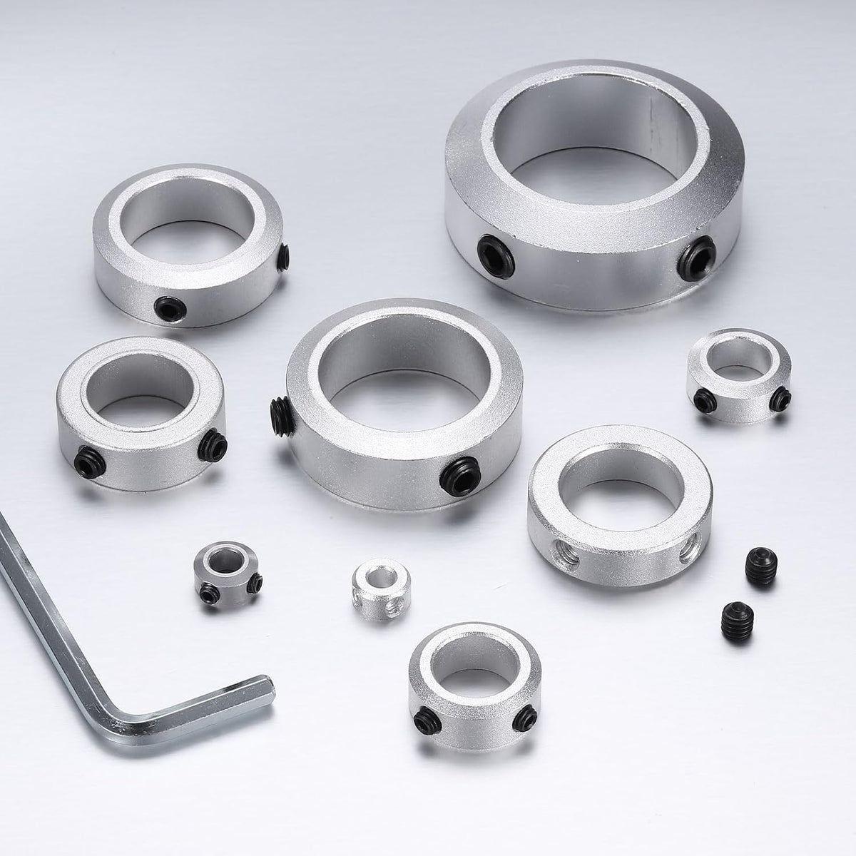 MECCANIXITY 10Pack Shaft Collar 10mm Bore 8mm Thick 16mm OD Silver