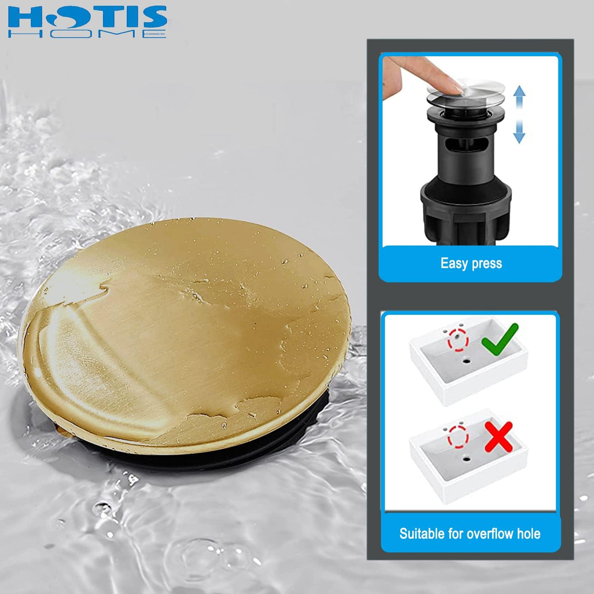 Hotis Gold Vessel Sink Faucet, 360 Swivel Brushed Gold Vessel Faucet, Single Handle Tall Body Farmhouse Vessel