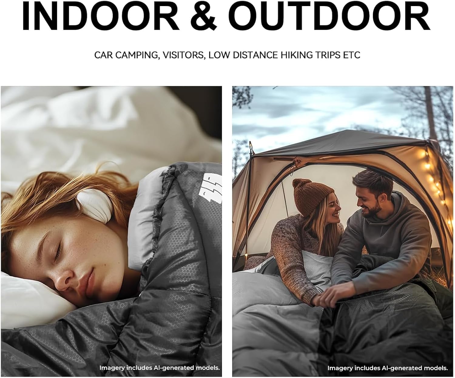 Sleeping Bags for Adults Teens, 4 Season Camping Sleeping Bag Waterproof,Machine Washable Backpacking Gear for Cool
