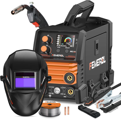 140A 3 in 1 MIG Welder,Flux Core, MIG/Lift TIG/Stick Welding Machine 110V Portable IGBT Inverter Synergic Control