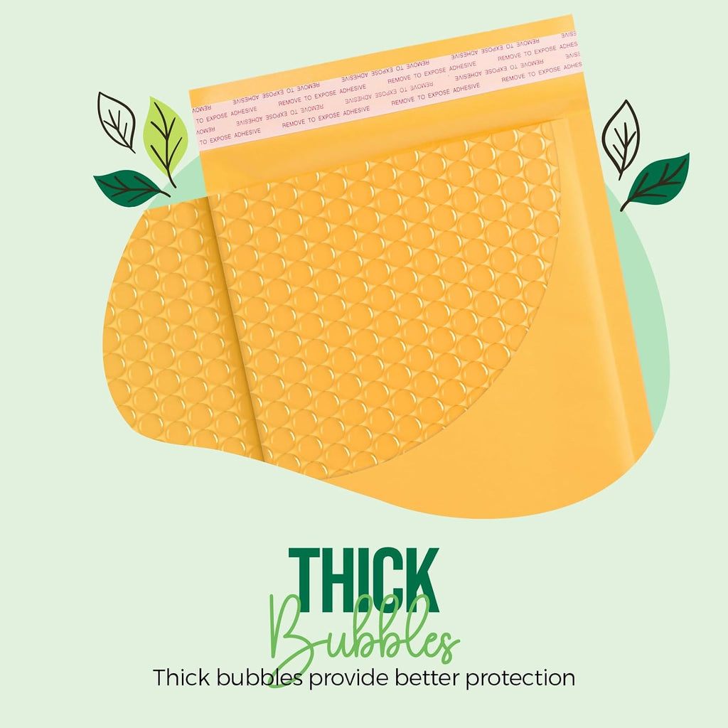 Bubble Mailers 4x8" 200 Pack Kraft Padded Envelopes Usable Size 4x7"