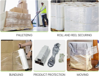 18" x 1500' 80 Gauge 4 Rolls Pallet Wrap Pre-Stretched Stretch Film Hand Shrink Wrap 1500FT
