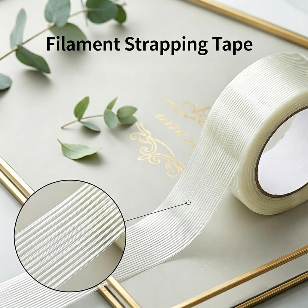 Strapping Tape 2 Inch x 35 Yards 1 Rolls, Heavy Duty Tape for Cargo, Clear Packing Tape Reinforced with Mono