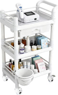 3 Tier Rolling Medical Cart, Utility Trolley with Drawer & Wheels | Mobile Beauty Salon Cart with Wheels for Spa