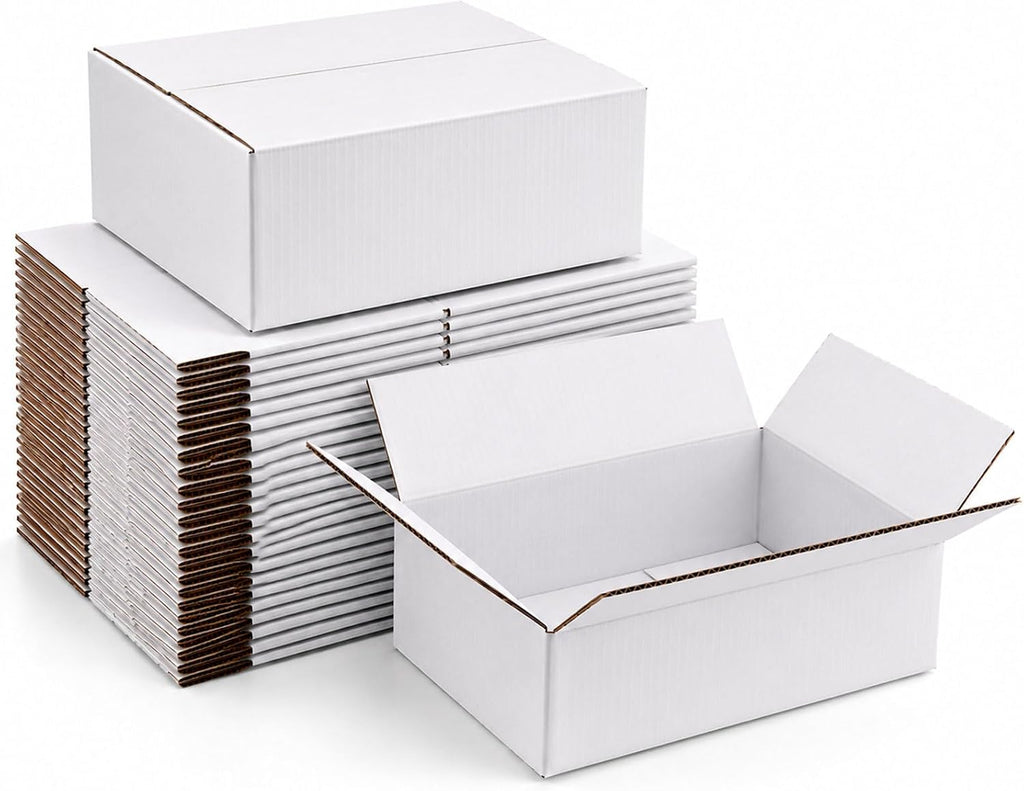 10x10x4 White Shipping Boxes, 25 Pack
