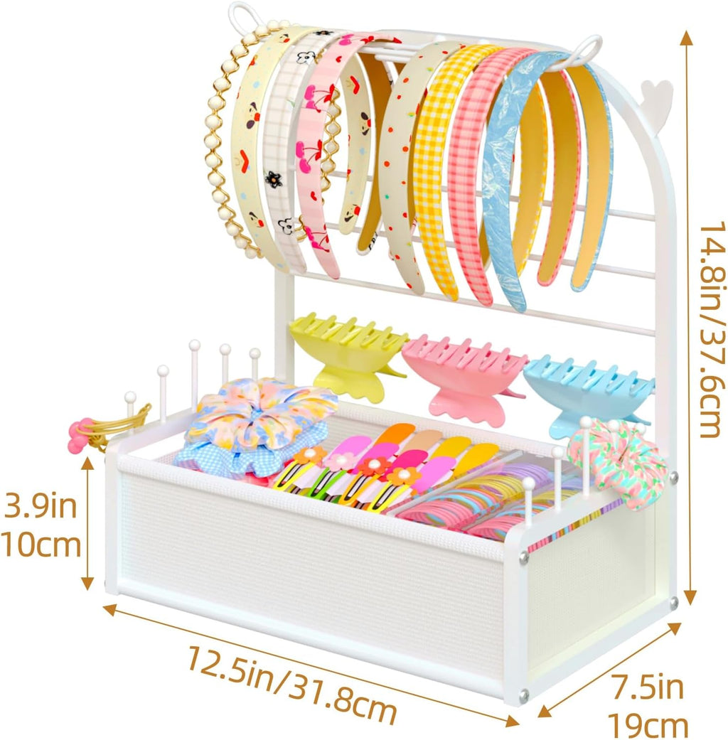 Headband Holder Stand Hair Accessories Organizer for Girls with Storage Base, Deer Antler Display for Headbands
