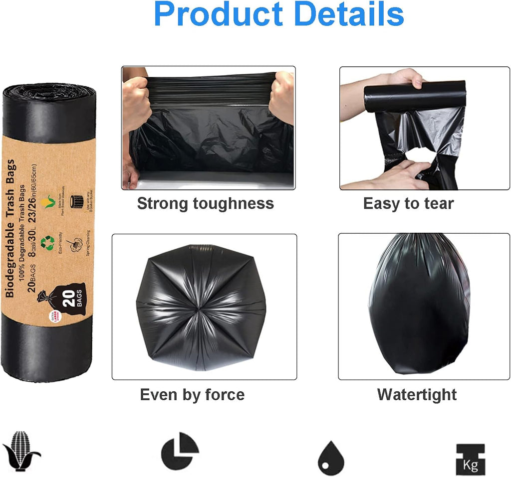Compostable Camping Toilet Bags - 40 Count, 8 Gallon, 30 Liter, Portable Toilet Replacement Bags for Outdoors