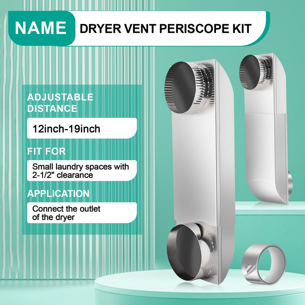OEM Adjustable Periscope Dryer Vent,12-19in Stainless Steel Telescoping Kit