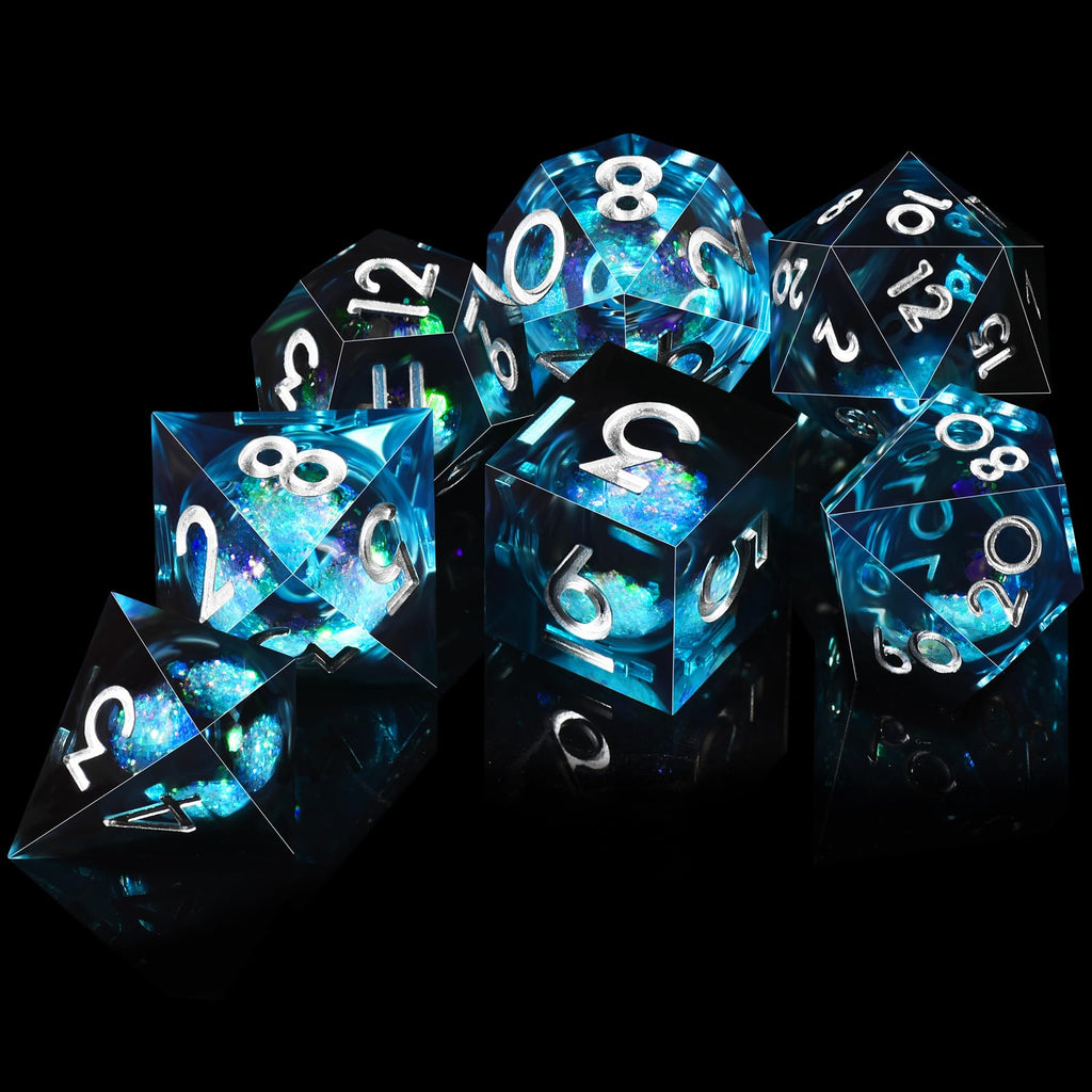 Liquid Core RPG Dice Sharp Edge Polyhedral Dice 7-Die RPG Dice Set