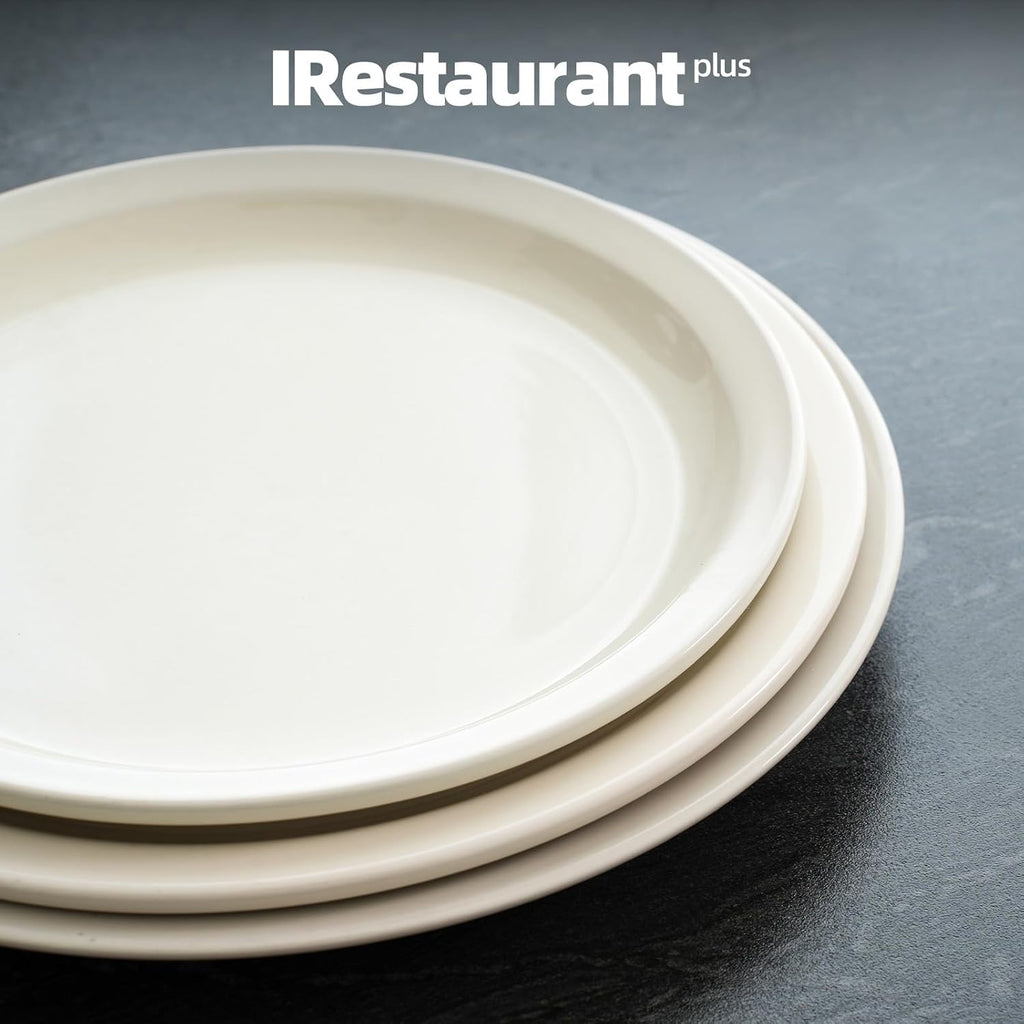 Stoneware Narrow Rim Commercial Grade Dinnerware America White, Dinner Plate 10.5", Case of 12
