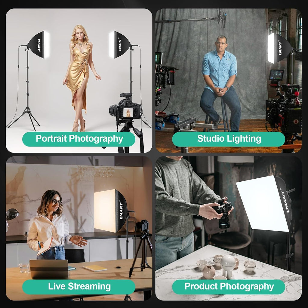 Softbox Photography Lighting Kit 2Pack 50W LED 16"x16" Pull Soft Box | 3000K-6000K LED Bulb with Remote/APP Control