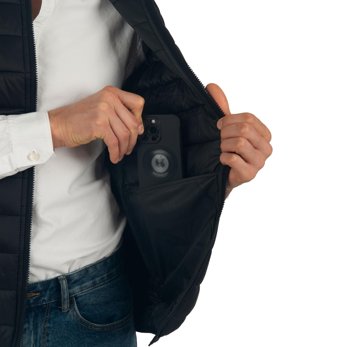 Clark Mens Puffer Vest Down Alternative Water Resistant Packable Outerwear Zip Up Pockets Warm Versatile Layer BLK Large