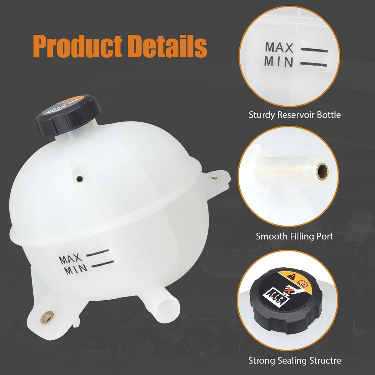 25431D3600 Engine Coolant Overflow Reservoir Bottle/Tank with Cap Fit for Hyundai Tucson 1.6L 1956CC / 2.0L 1999CC 2016-2021 Replace # 25431-D3600 HY3014120