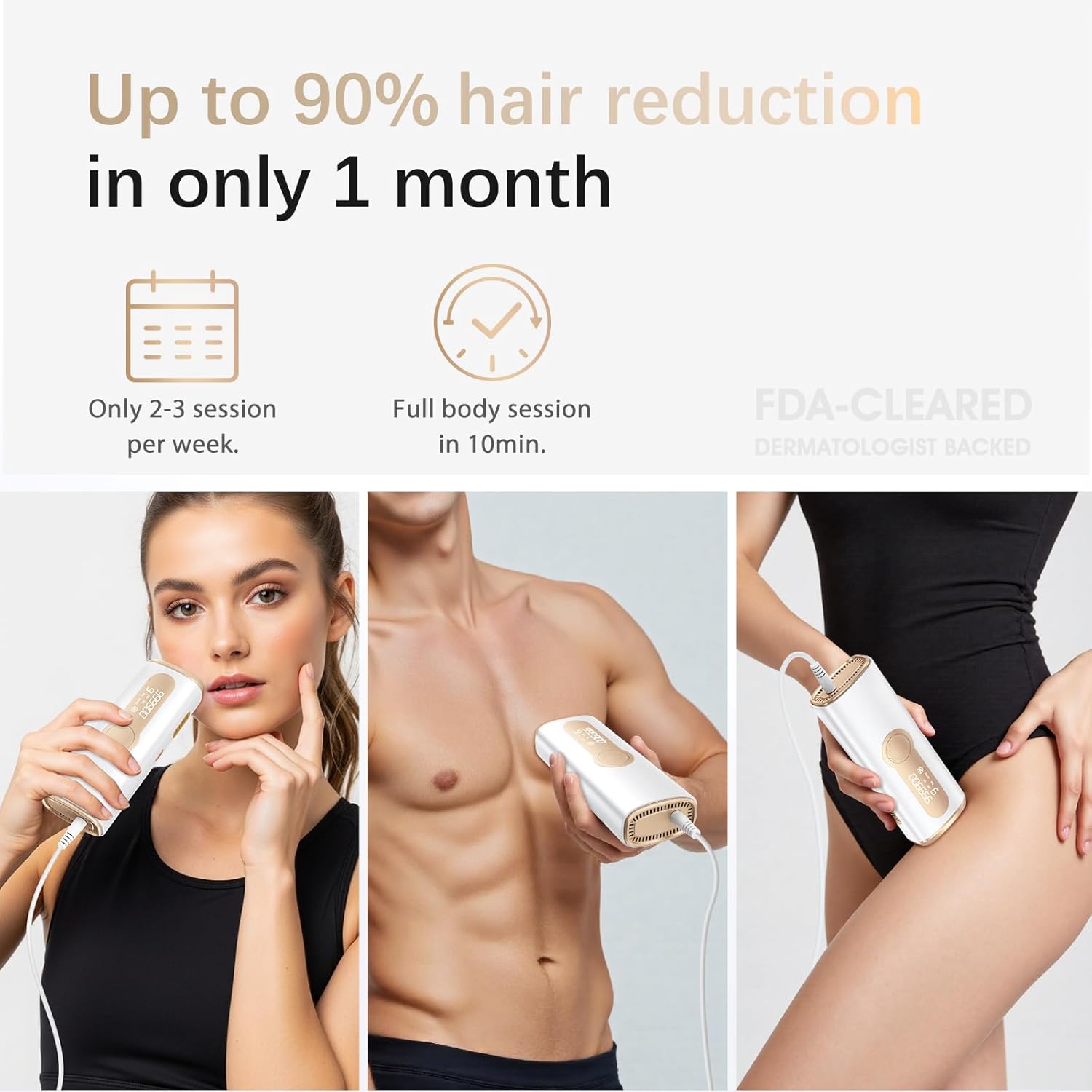 IPL Laser Hair Removal Device for Women & Men - Safe At-Home 45°F Ice-Cooling Contact for Painless & Long-Lasting
