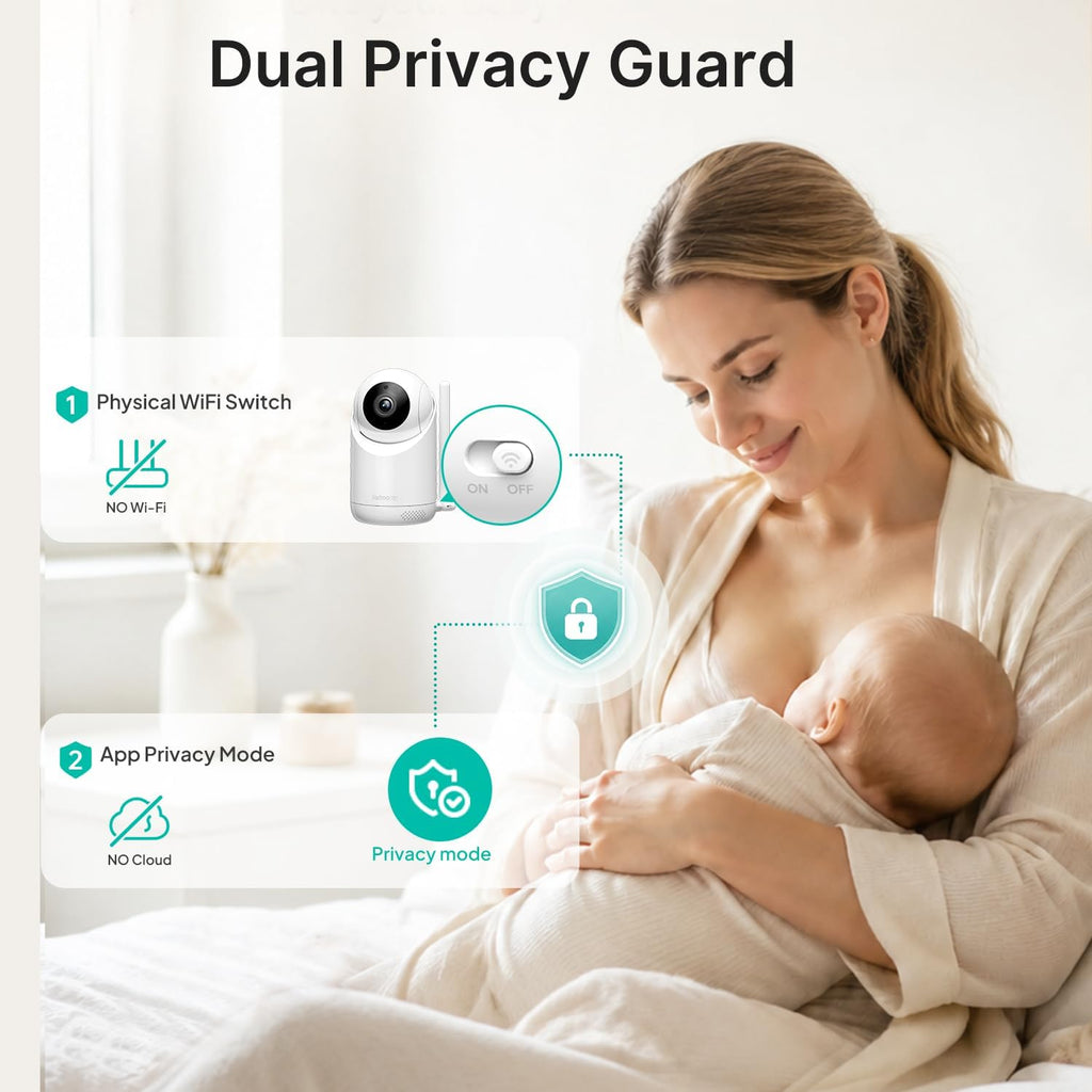 Smart Baby Monitor with 2K Camera & Mount, 1860ft Long Range, 5.5" Screen, Hybrid Wi-Fi and No Wi-Fi Connection