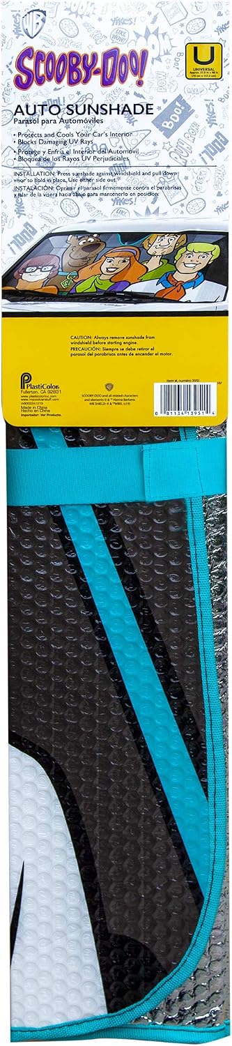 003951R01 Warner Bros. Scooby-Doo Group Accordian Sunshade for Car Truck SUV, Silver