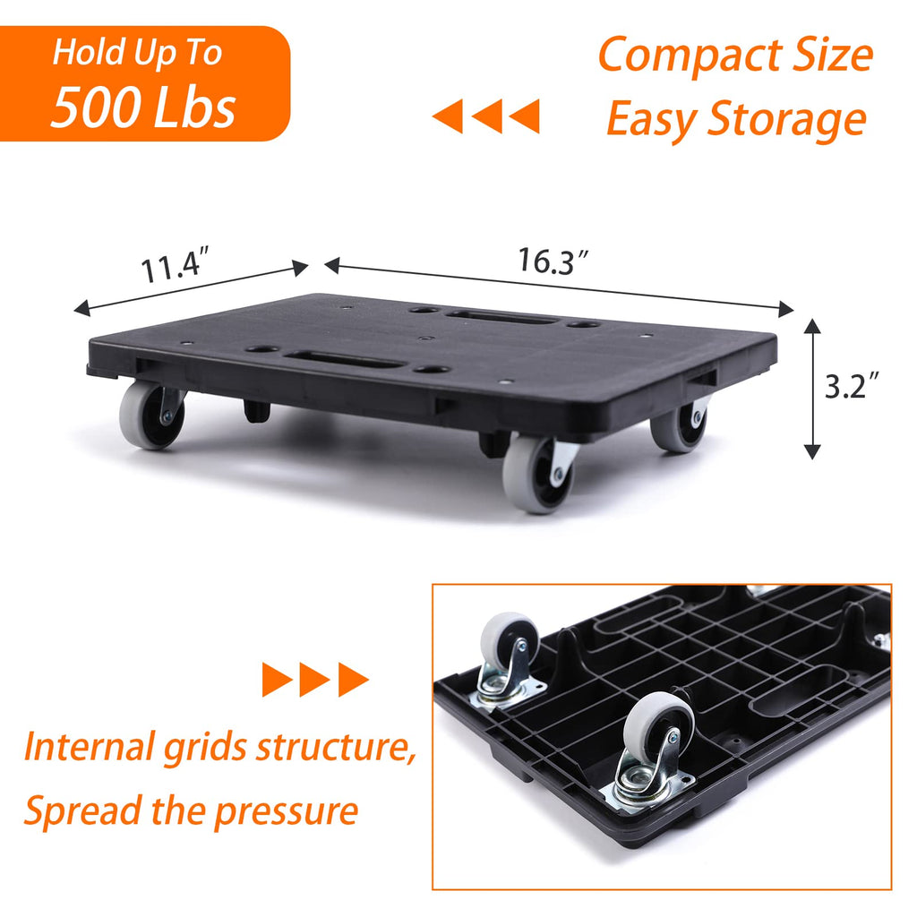 Moving Furniture Dolly 2-Pack, Connectable 500lbs Flat Cart