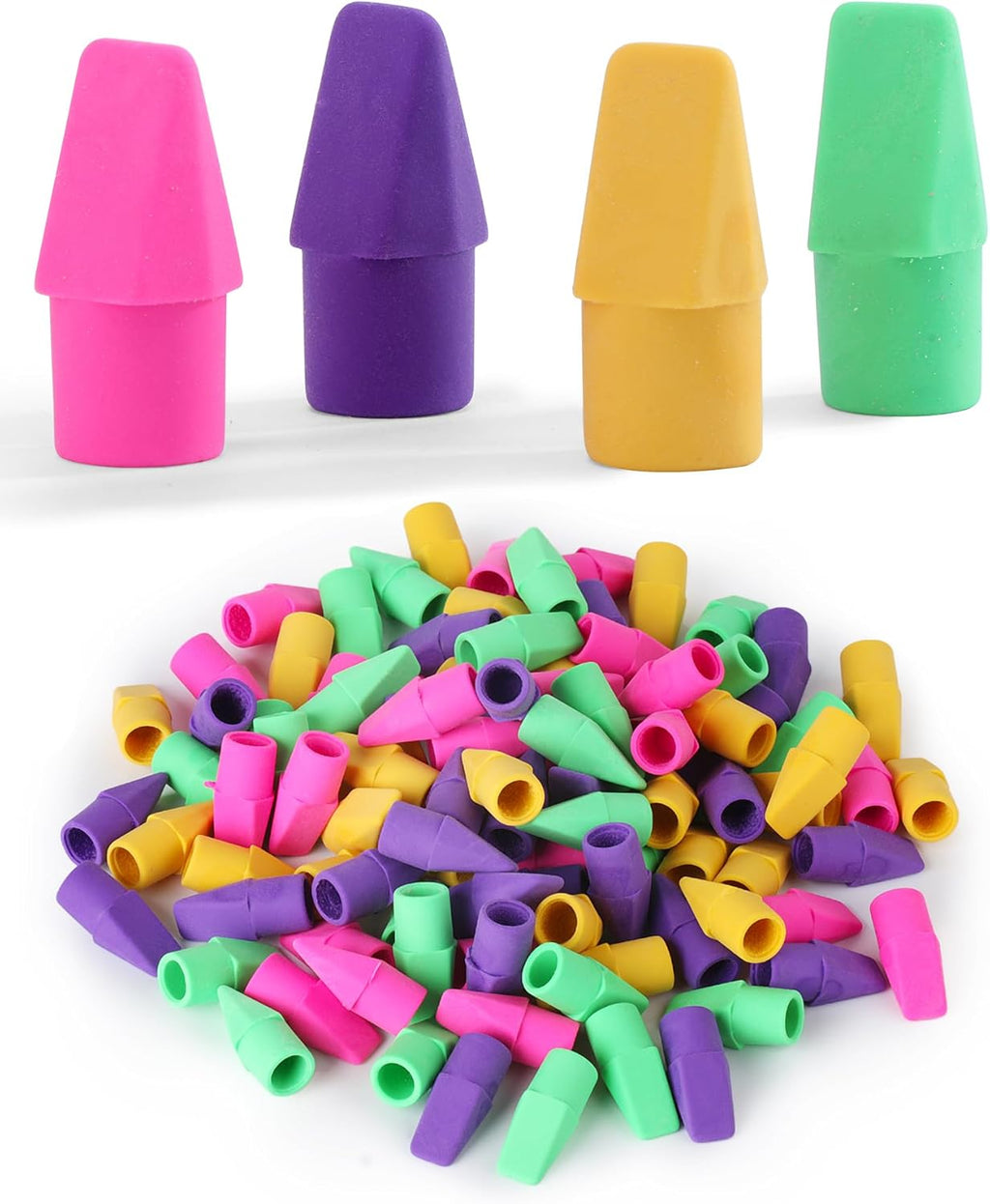 Pencil Top Erasers, 120 Pack, Latex-Free, No-Smudge | Cap Pencil Erasers for Precise Erasing, Kids, Teachers