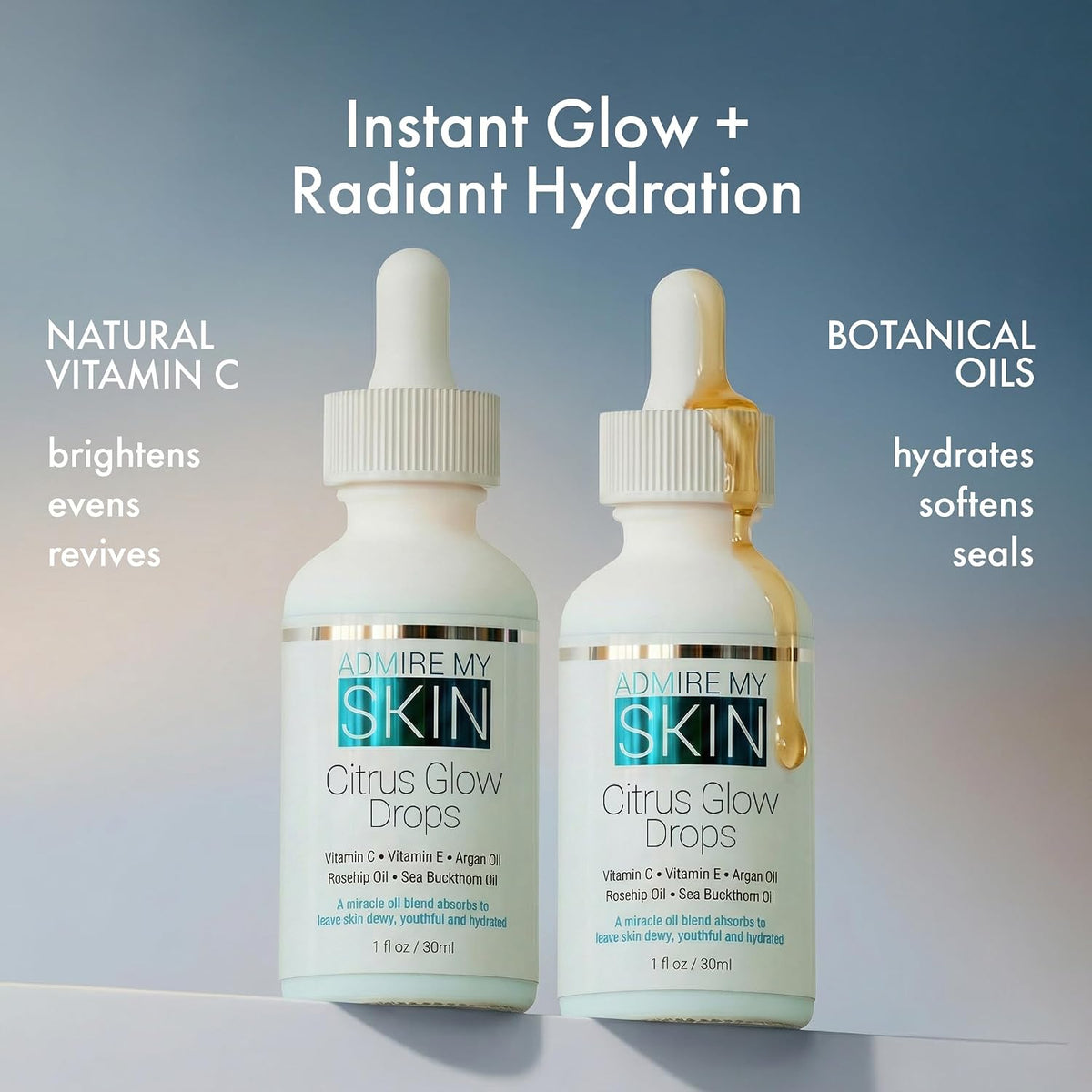 Citrus Glow Drops Vitamin C Gua Sha Oil for Face 1oz