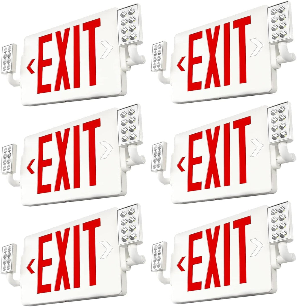 6 Pack Commercial Double-Sided Exit Sign with Adjustable Heads