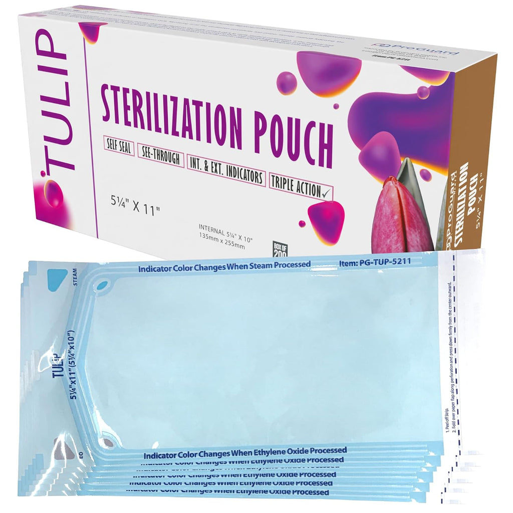 Self Sealing Sterilization Pouch 5.25" x 10" (200 Pack) - Autoclave Sterilizer Bags for Clean Tools - Dental and Nail