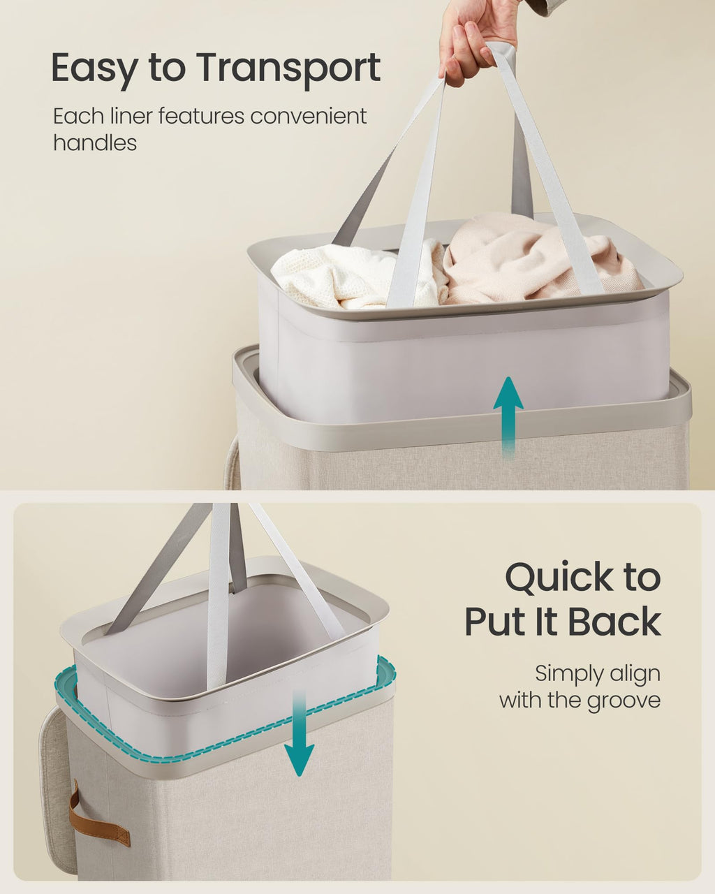 Laundry Basket, 100L Laundry Hamper with Lid, 1 Removable Bag