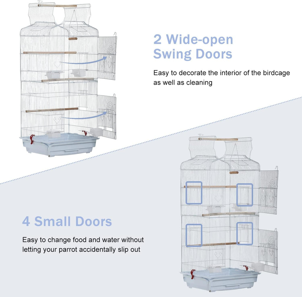 64 inch Bird Cage, Wrought Iron Parakeet Cage Bird Cages for Cockatiels, Medium Small Parrots, Conures, Lovebirds