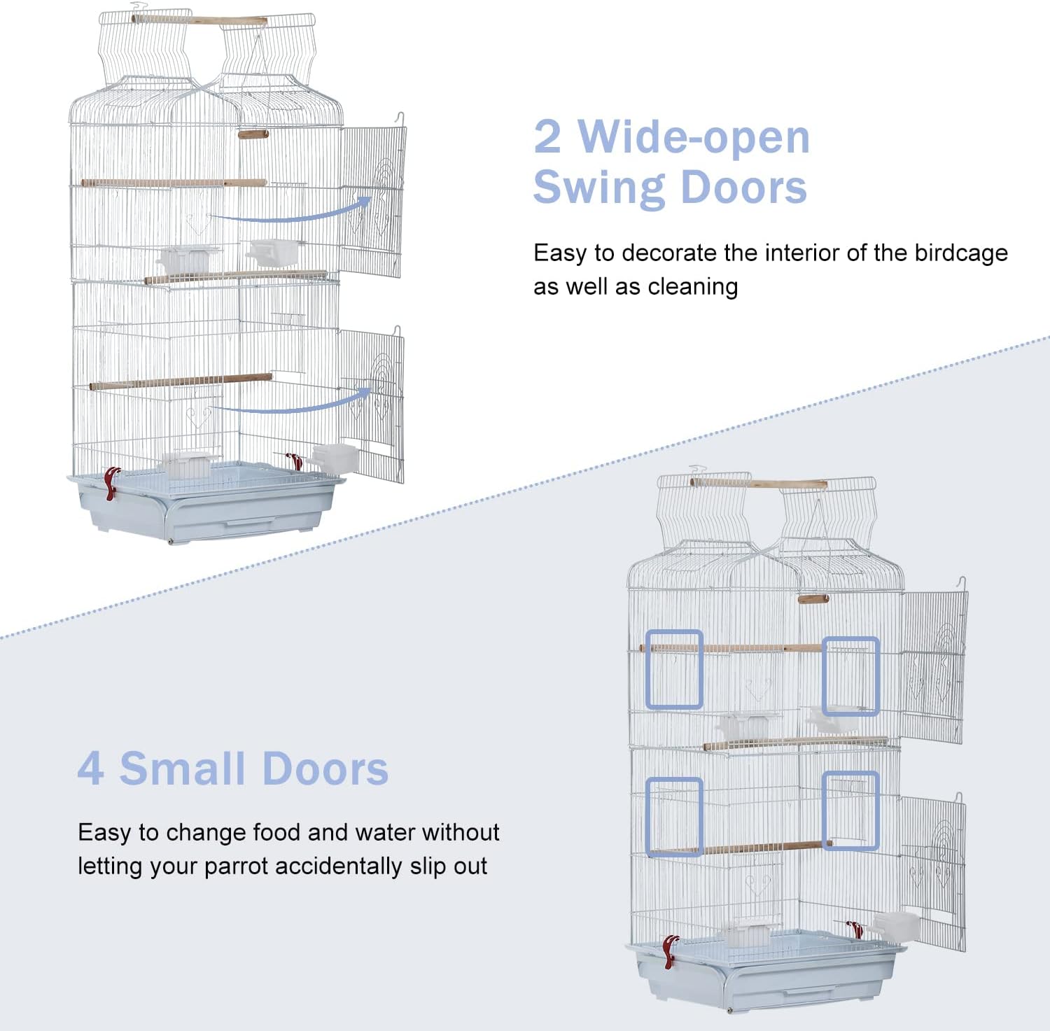 64 inch Bird Cage, Wrought Iron Parakeet Cage Bird Cages for Cockatiels, Medium Small Parrots, Conures, Lovebirds