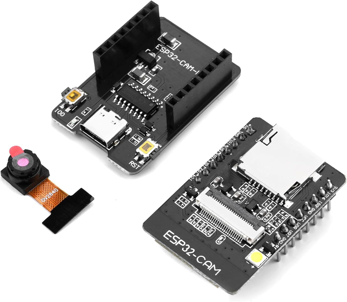 2Pcs ESP32-CAM-MB Development Board Type-C to Serial Port CH340G ESP32 Board with 2MP OV2640 Camera Module 8MB PSRAM Dual Module