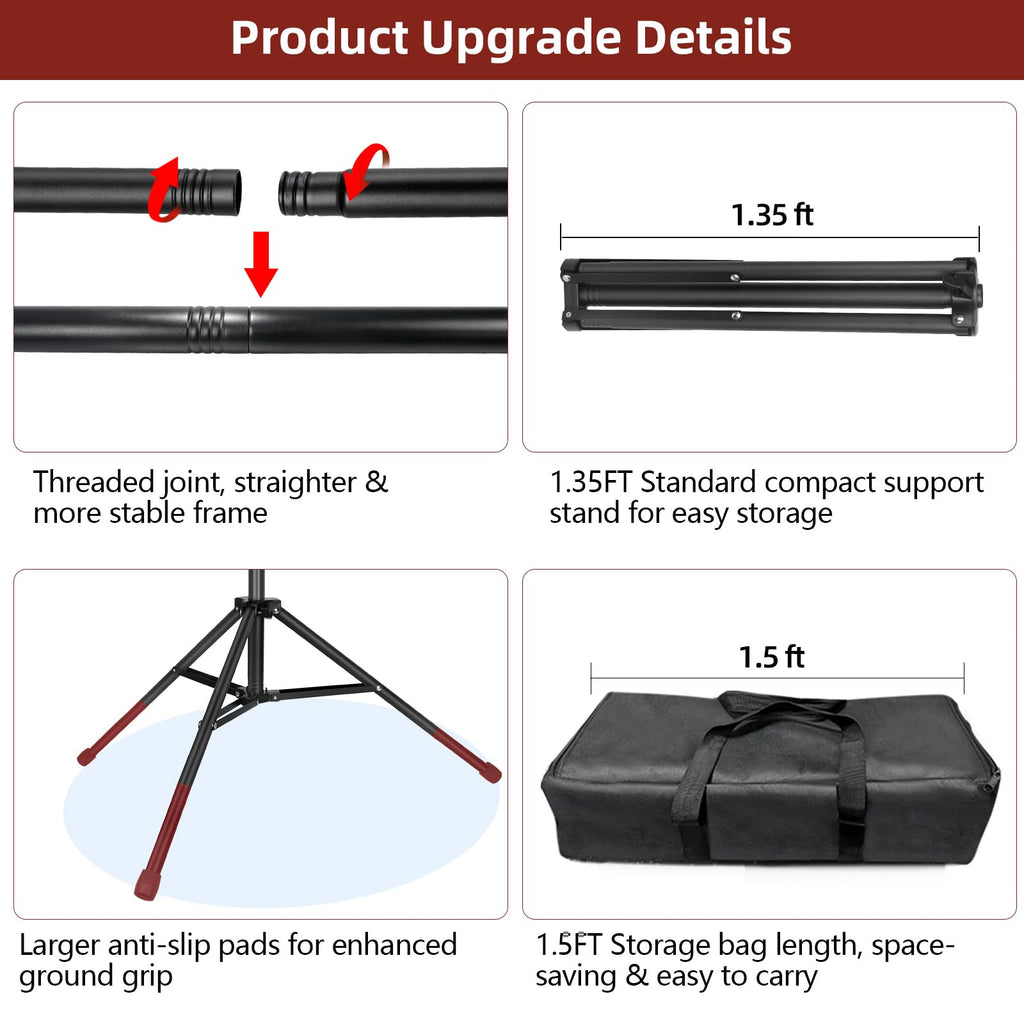 Heavy Duty Backdrop Stand 10×8ft - 7 Optional Widths, Easy Setup