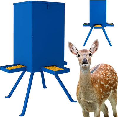 85lbs Deer Feeder,Weatherproof Deer Feeders with 4 Feeding Tray and 4-Leg Stand,Heavy Duty Metal Gravity Feeder for