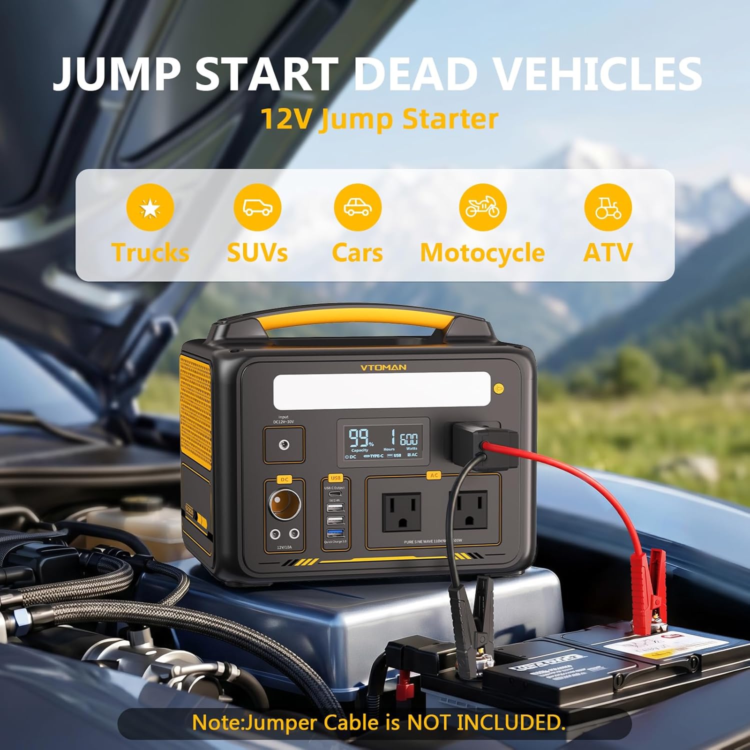 Jump 600X Portable Power Station 600W, 299Wh Solar Generator LiFePO4 Battery Power Station with Jump Start for Car