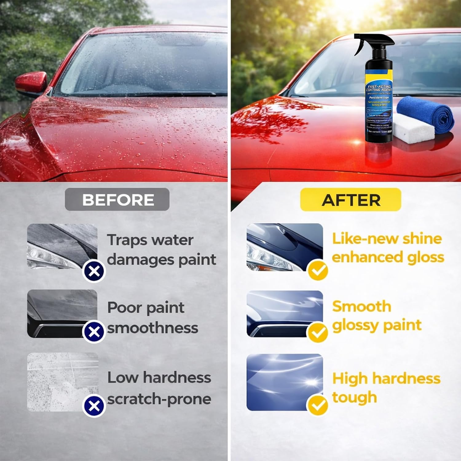 Quick Effect Coating Agent for Cars,Car Ceramic Coating Spray,2026 Upgrade Nano Quick Coat Restore Spray,Extremely