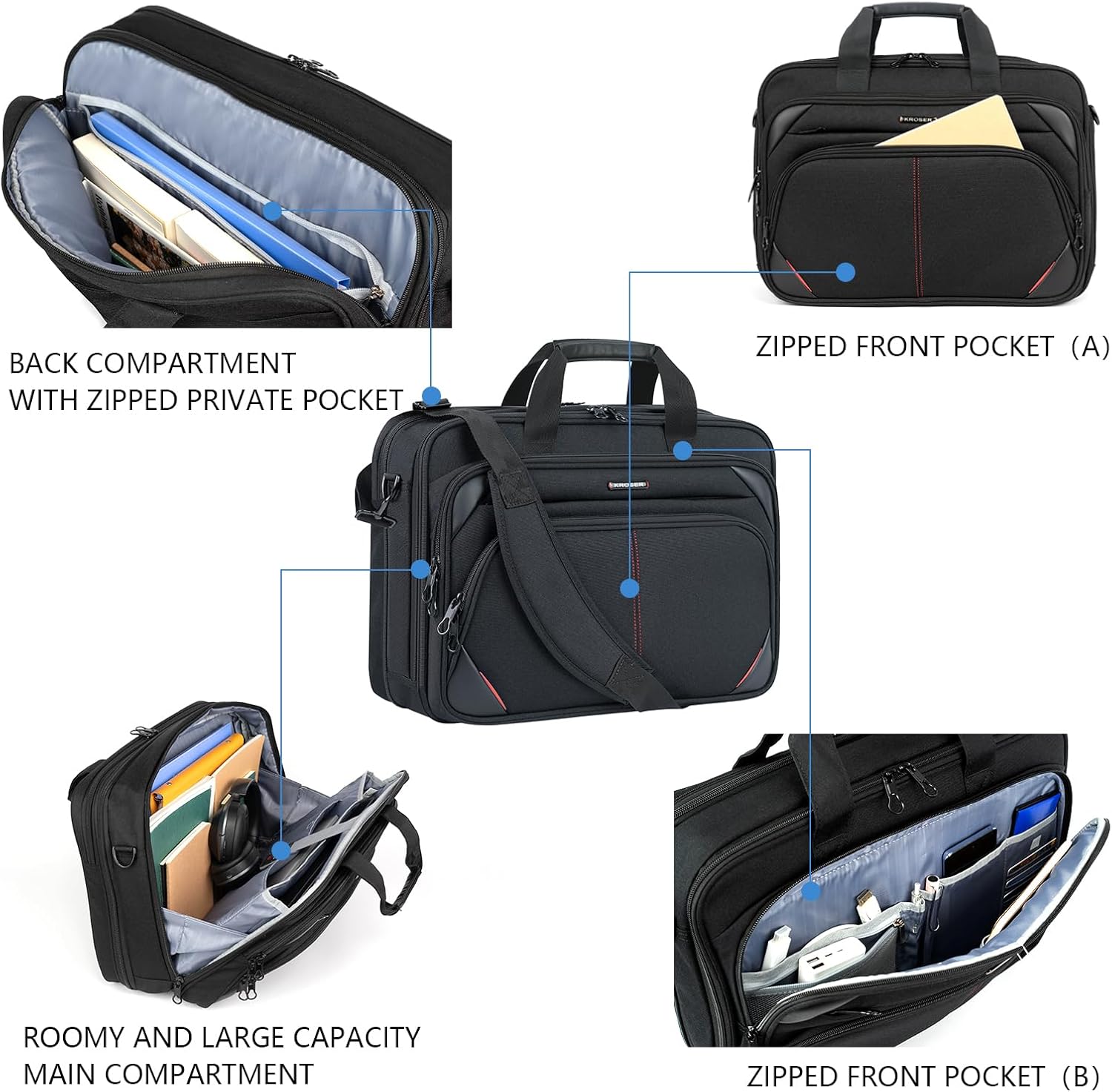 Laptop Bag 17.3 Inch Premium Laptop Briefcase, Expandable Water Repellent Laptop Shoulder Messenger Bag Durable
