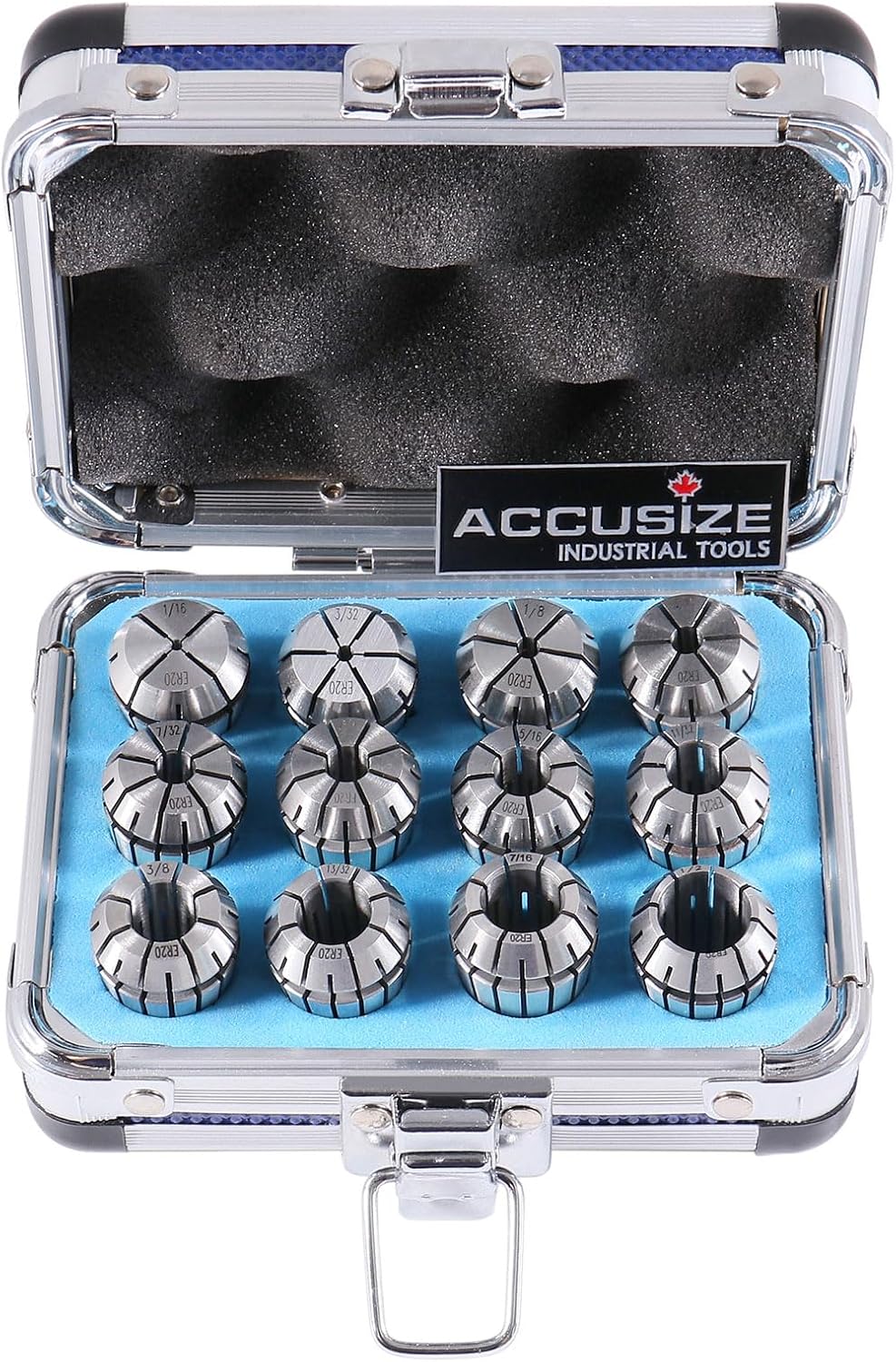 Accusize ER20 Collet Set, 1/16in-1/2in, 12Pc, 0223-0799
