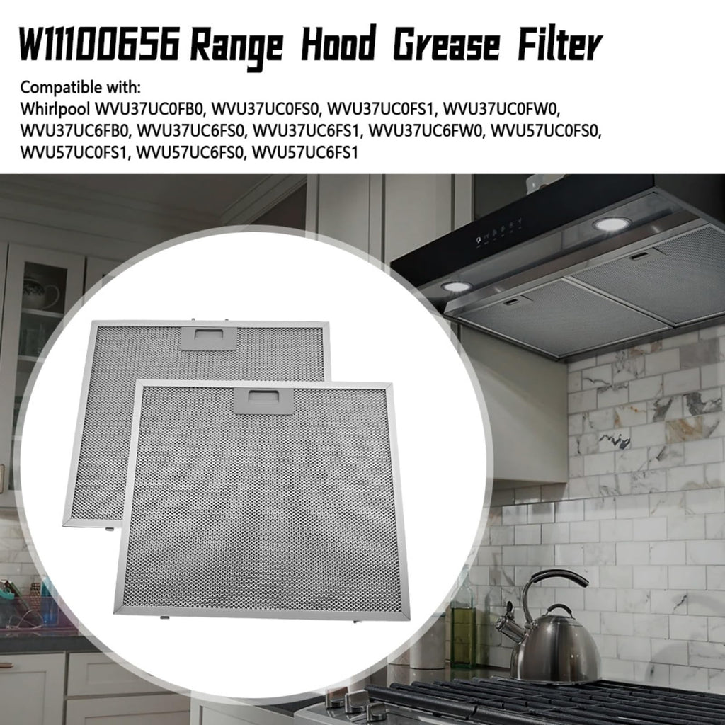 2 Pcs W11100656 Range Hood Grease Filter Compatible with Whirlpool