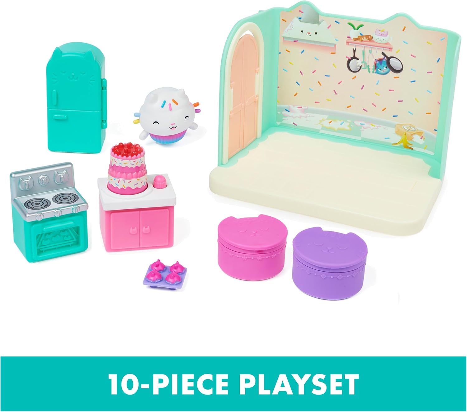 Gabby’s Dollhouse, Bakey with Cakey Kitchen with Figure and 3 Accessories, 3 Furniture and 2 Deliveries, Kids Toys