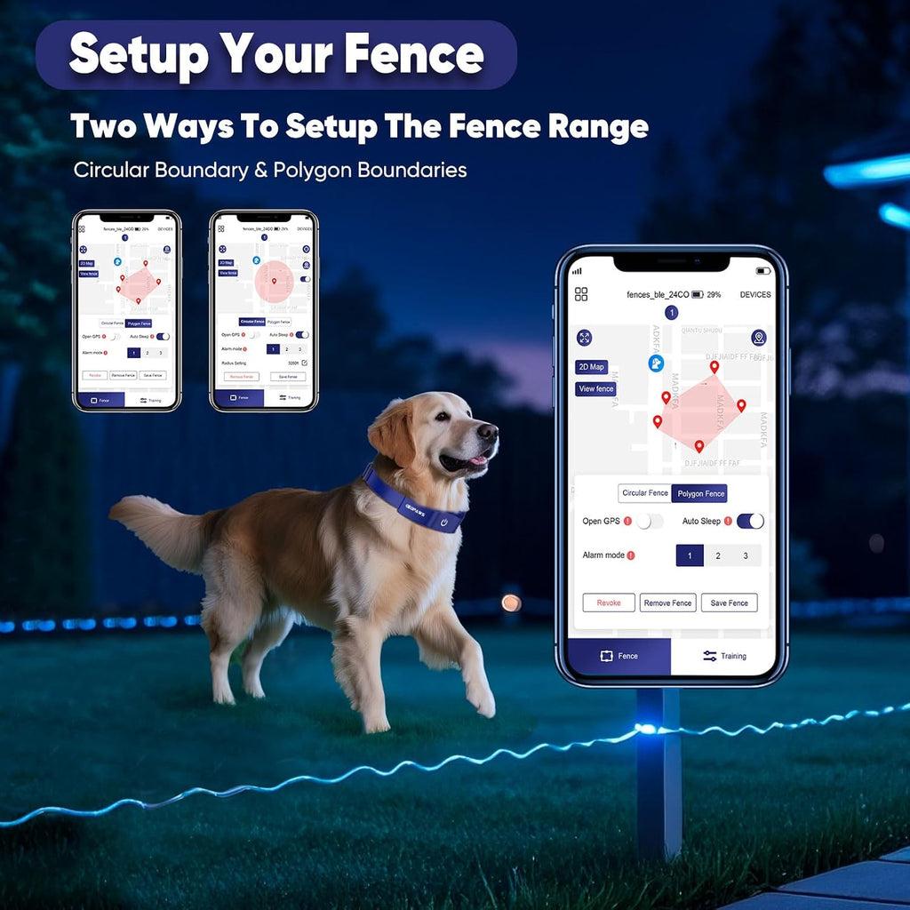 GPS Wireless Dog Fence, Electric Fence System with Training Collar