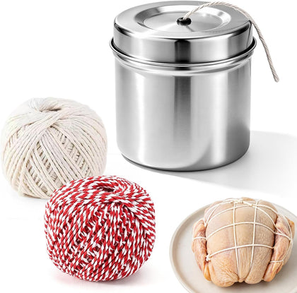 Kitchen Twine for Cooking with Stainless Steel Dispenser, Butcher Twine for Meat Cooking, Natural Kitchen Twine, for