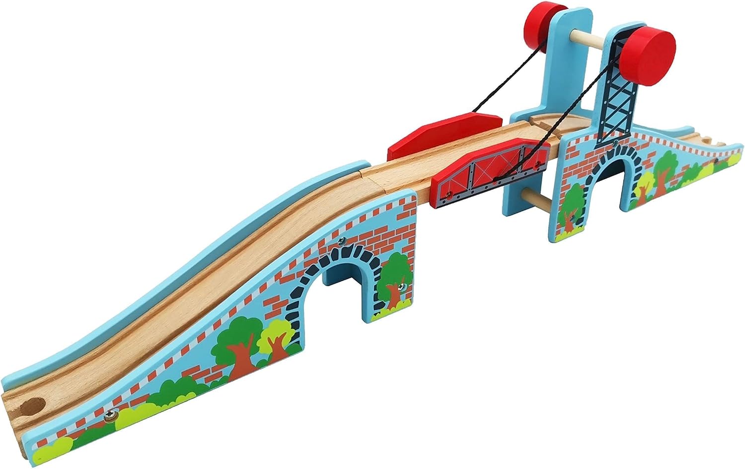 Wooden Train Tracks Accessories Wood Train Lifting Bridge for Railroad Tracks fits for All Railway Tracks