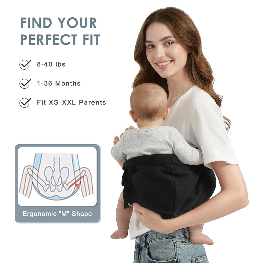 Toddler Carrier Sling Carry for 8-40lbs, Adjustable Baby Carrier Sling One Size Fit All, Hip Seat Newborn Baby