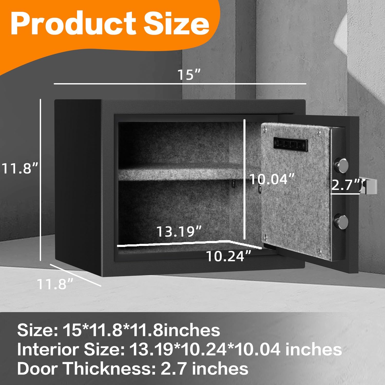 1.2 Cubic Feet Fireproof Safe Box, Fireproof Home Safe for Money, Jewelry, Documents and Valuables W/Digital Keypad