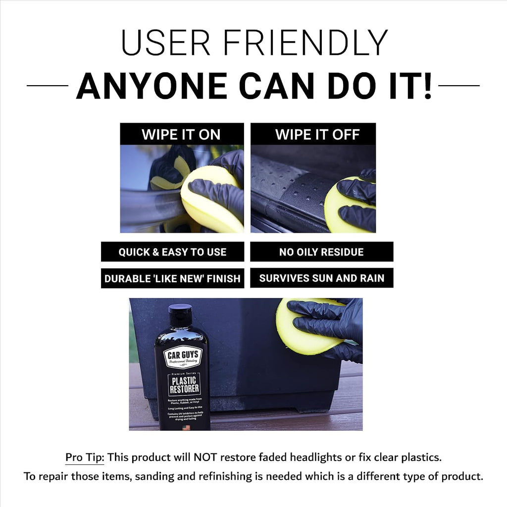 Plastic Restorer | Bring Plastic, Rubber, and Vinyl Back to Life! | User-Friendly Trim Restorer | Safe Auto Detailing