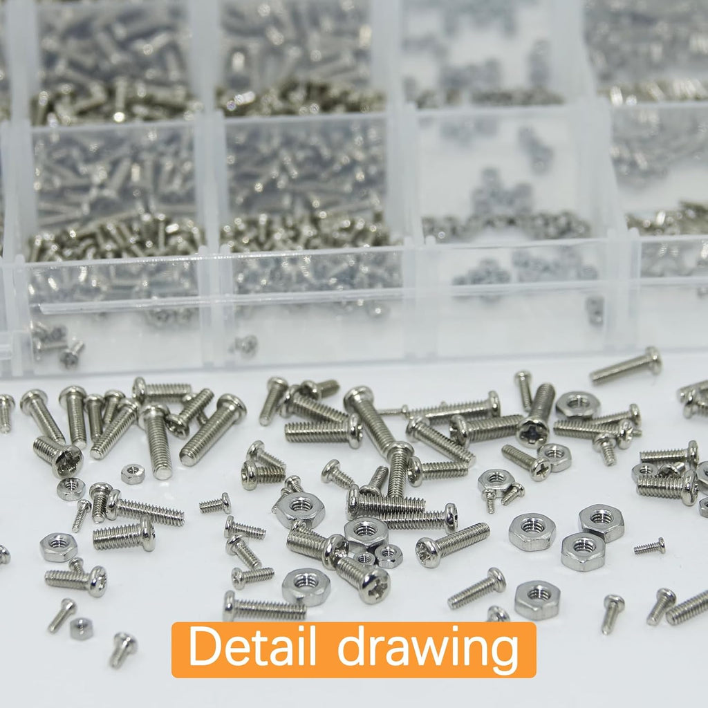 1110Pcs Metric Micro Screws & Nuts Kit, M1 M1.2 M1.4 M1.6 M2 M2.5