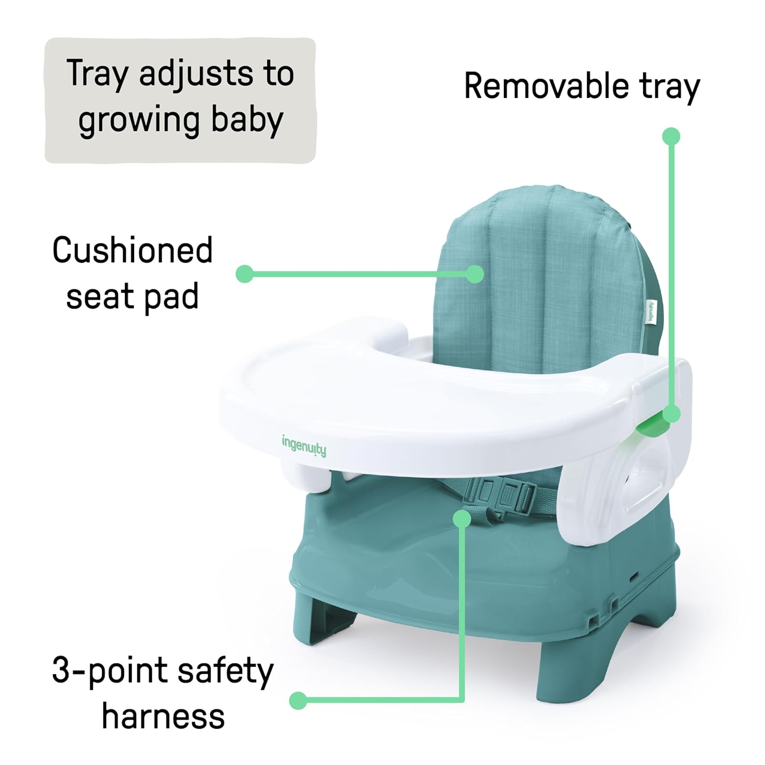 Deluxe Comfort Booster Seat for Kitchen Chair, Compact Fold, Portable, Lightweight, Toddler Booster Seat for Dining