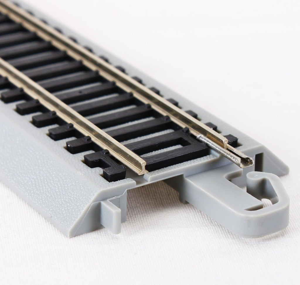 Trains 9" Straight Track 4PK NS Rail with Gray Roadbed HO Scale | Snap-Fit E-Z Track, 9” Straight Track (4/card)