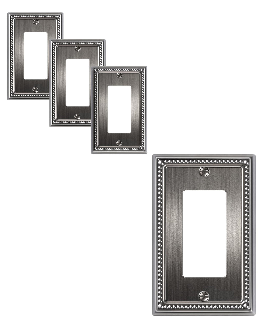 TREEWELL 4-Pack Decorator Outlet Cover Plate, Heirloom Silver