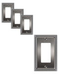 TREEWELL 4-Pack Decorator Outlet Cover Plate, Heirloom Silver